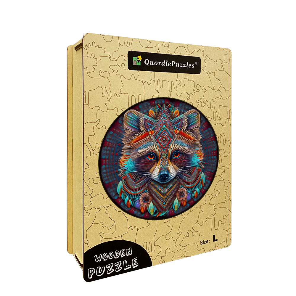 Mandala Raccoon Wooden Jigsaw Puzzle