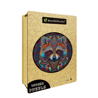 Mandala Raccoon Wooden Jigsaw Puzzle