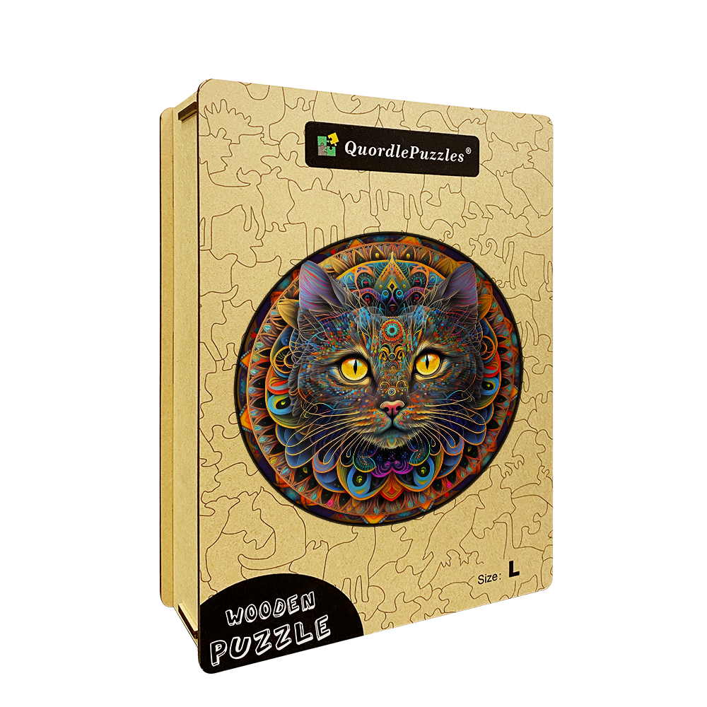 Mandala Cat Wooden Jigsaw Puzzle
