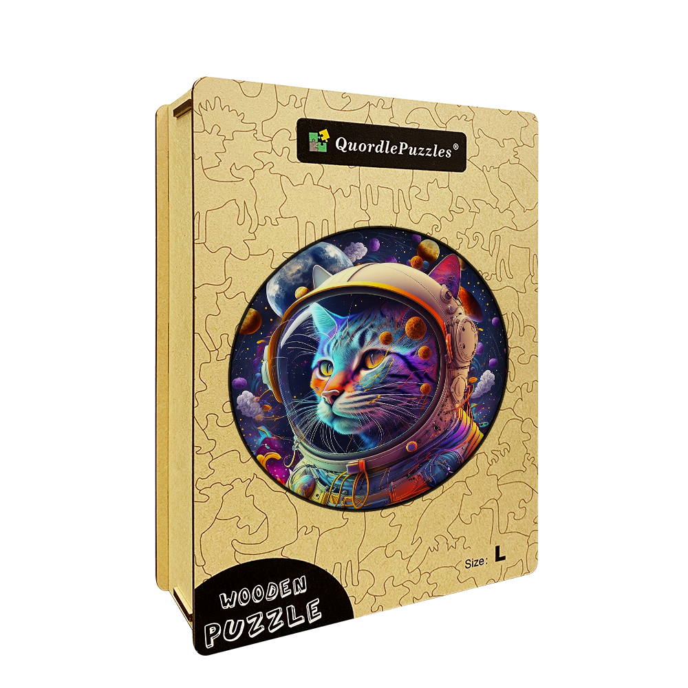 Space Cat Cute Kittens Wooden Jigsaw Puzzle