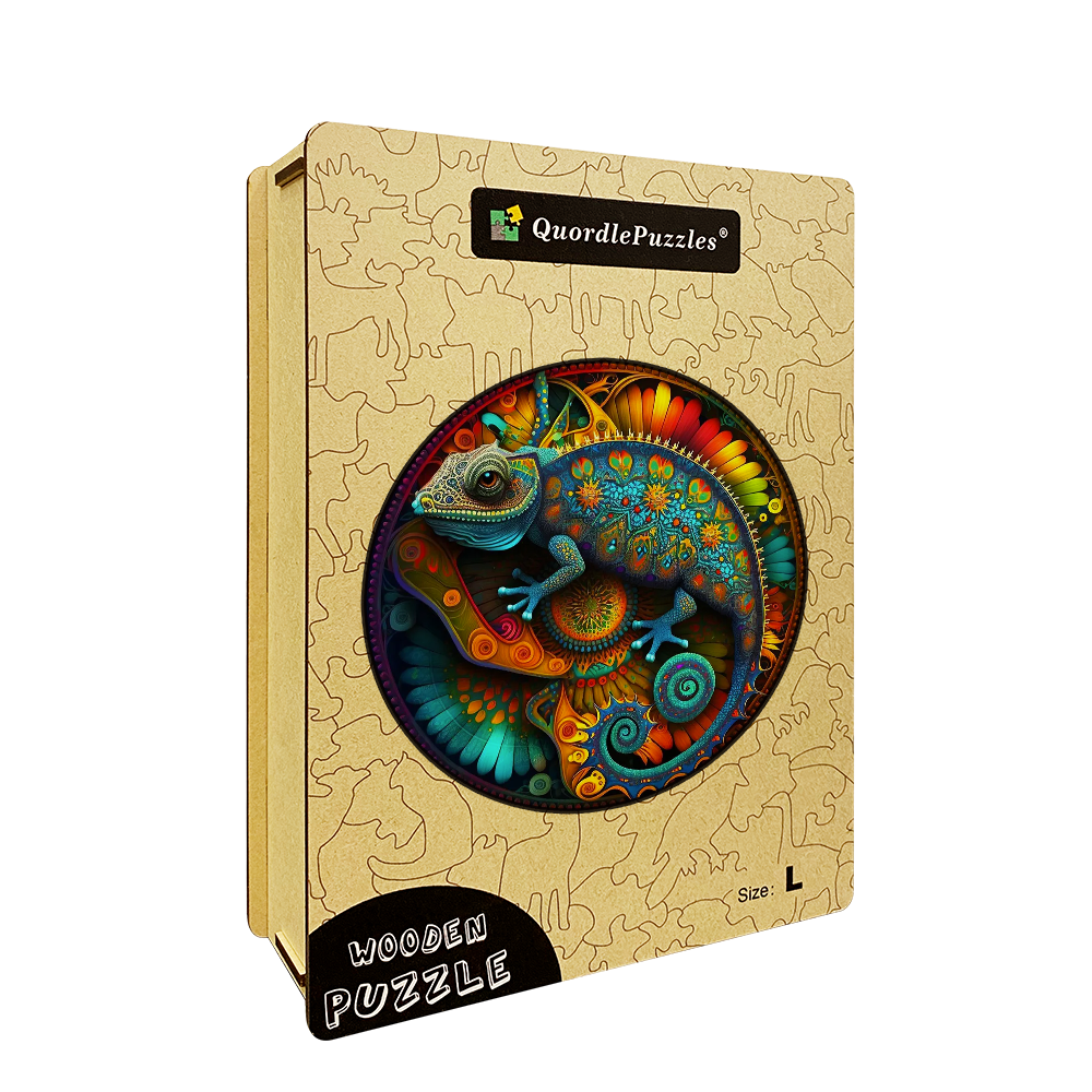Mandala Chameleon Wooden Jigsaw Puzzle
