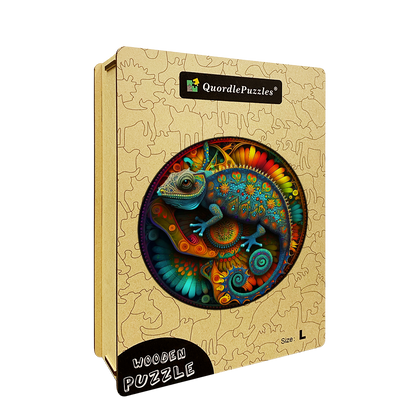 Mandala Chameleon Wooden Jigsaw Puzzle