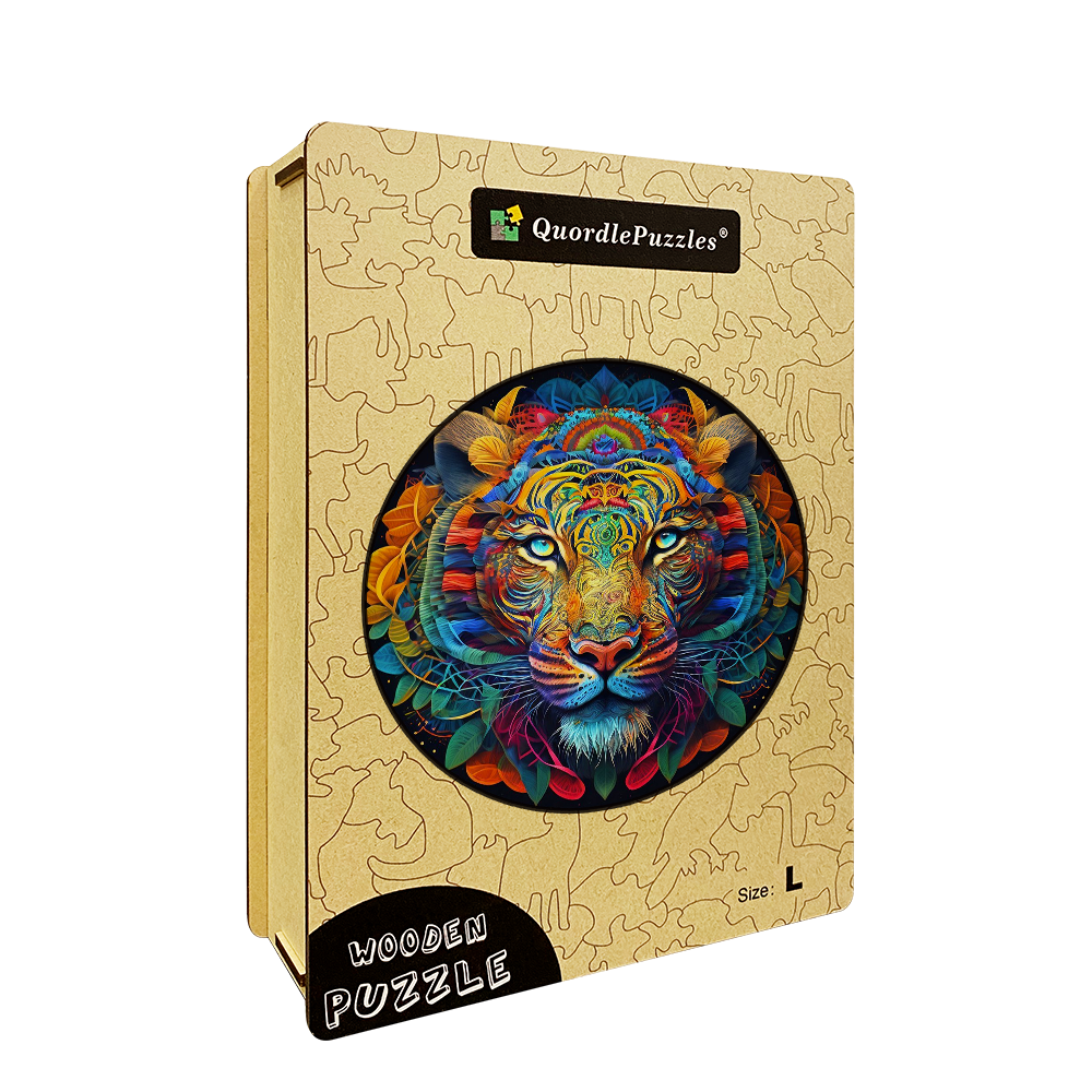 Abstract Colorful Tiger Wooden Jigsaw Puzzle