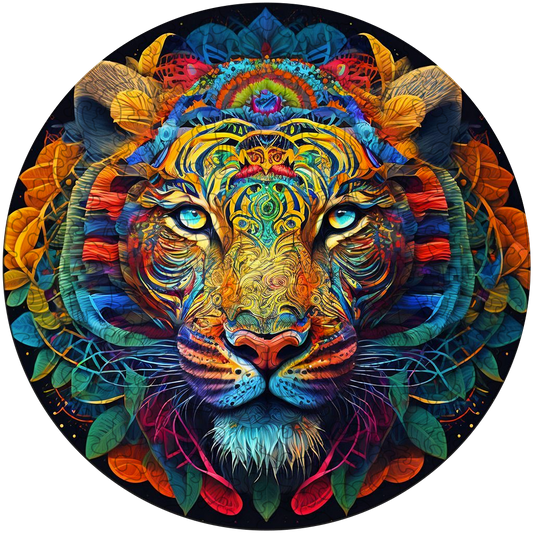 Abstract Colorful Tiger Wooden Jigsaw Puzzle