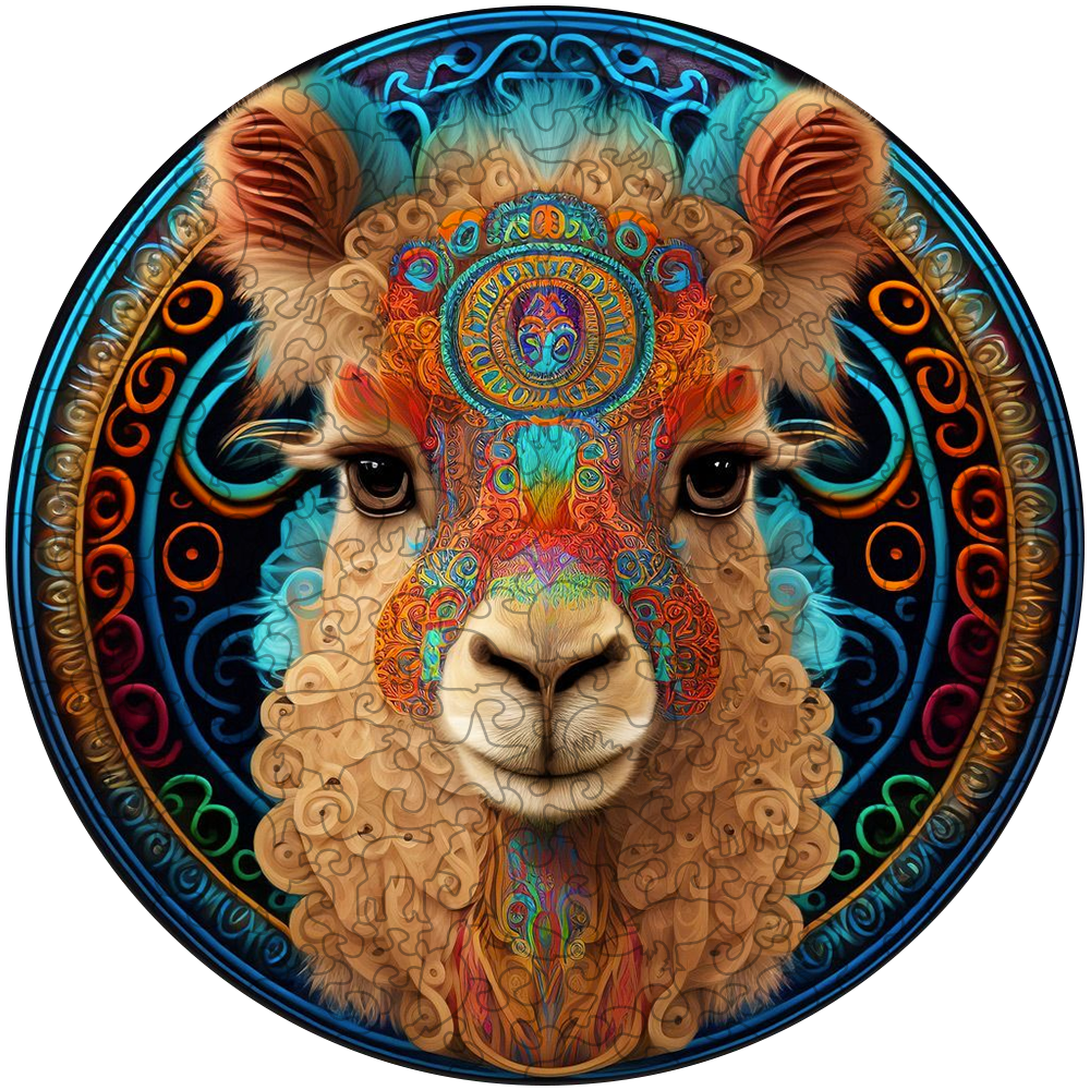 Alpaca Mandala Wooden Jigsaw Puzzle