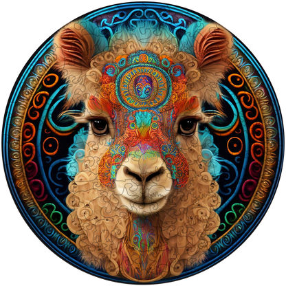 Alpaca Mandala Wooden Jigsaw Puzzle