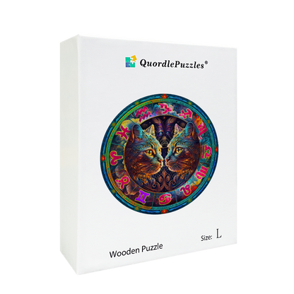 Colorful Abstract Cat Wooden Jigsaw Puzzle