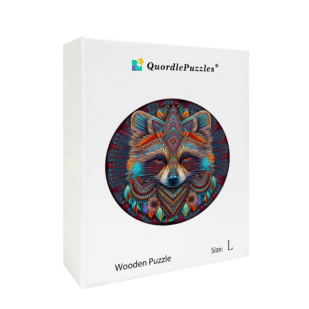 Mandala Raccoon Wooden Jigsaw Puzzle