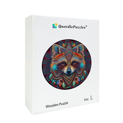 Mandala Raccoon Wooden Jigsaw Puzzle