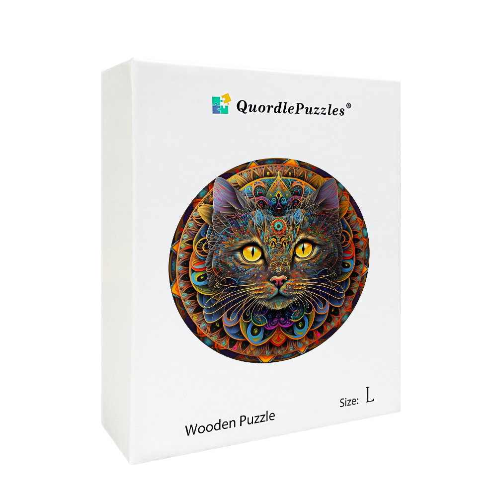 Mandala Cat Wooden Jigsaw Puzzle