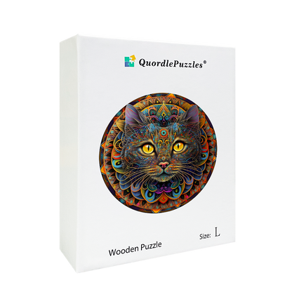 Mandala Cat Wooden Jigsaw Puzzle