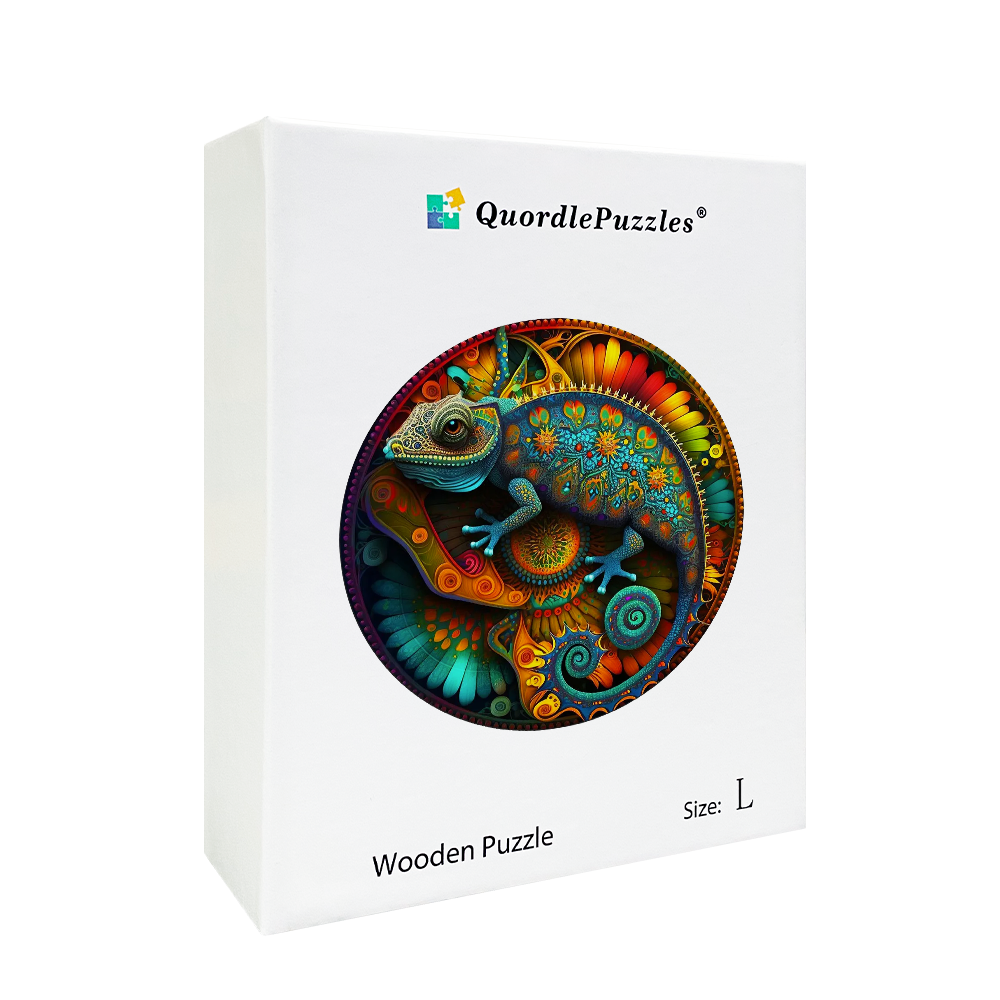 Mandala Chameleon Wooden Jigsaw Puzzle