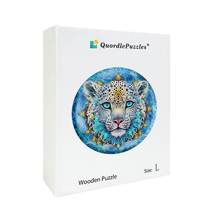 Snow Leopard Mandala Wooden Jigsaw Puzzle