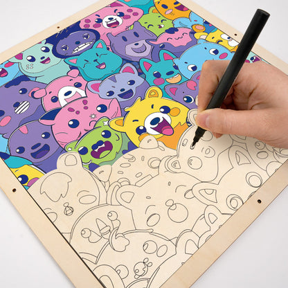 Beastly Bunch - Wooden Coloring Puzzle