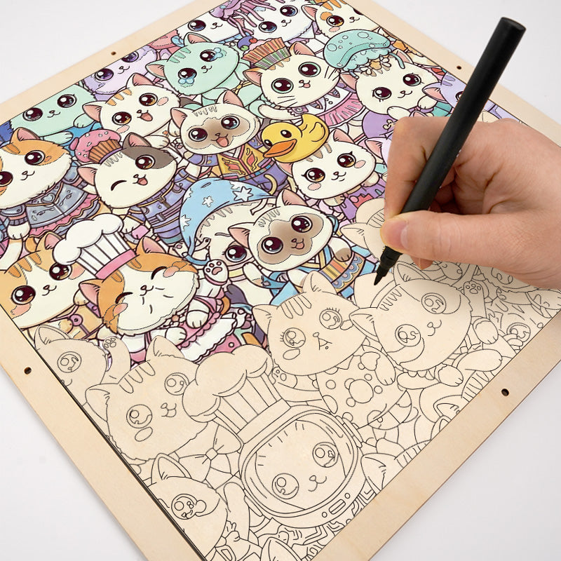 Cat - Wooden Coloring Puzzle