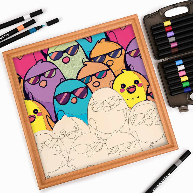 Cool Birds - Wooden Coloring Puzzle