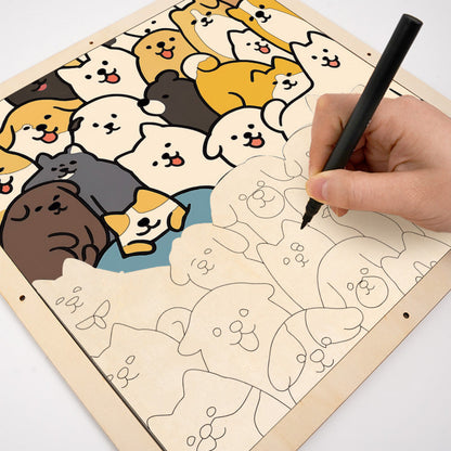 Dogs - Wooden Coloring Puzzle
