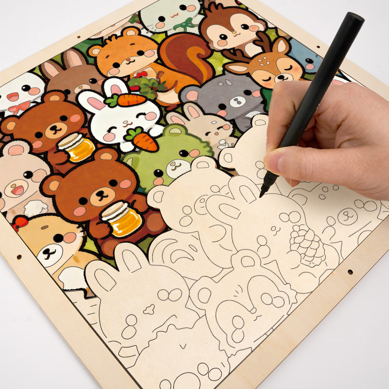 Forest Crew - Wooden Coloring Puzzle