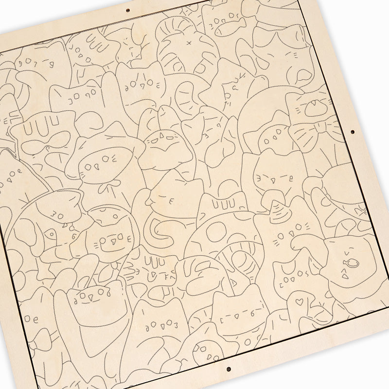 Lazy Cats - Wooden Coloring Puzzle