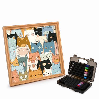 Line Kittens - Wooden Coloring Puzzle