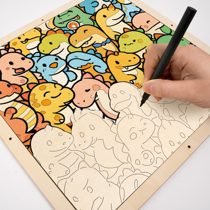 Little Dragon - Wooden Coloring Puzzle