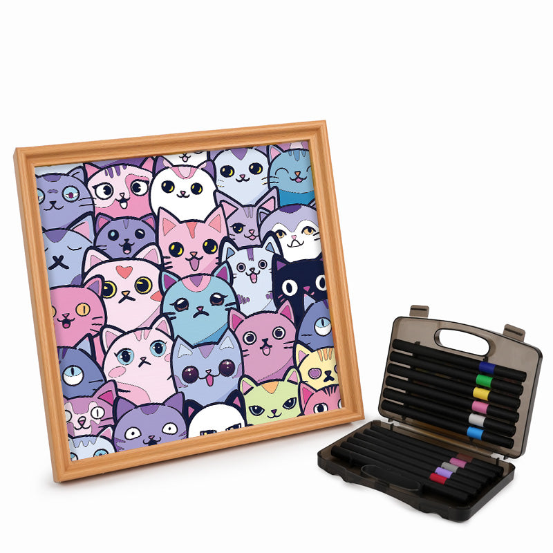 Silly Kitties - Wooden Coloring Puzzle