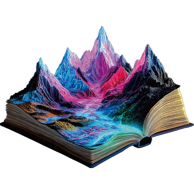 3D Neon Mountain River Wooden Jigsaw Puzzle