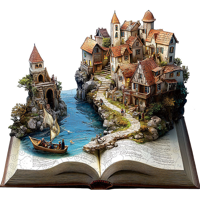 3D Coastal Village Wooden Jigsaw Puzzle