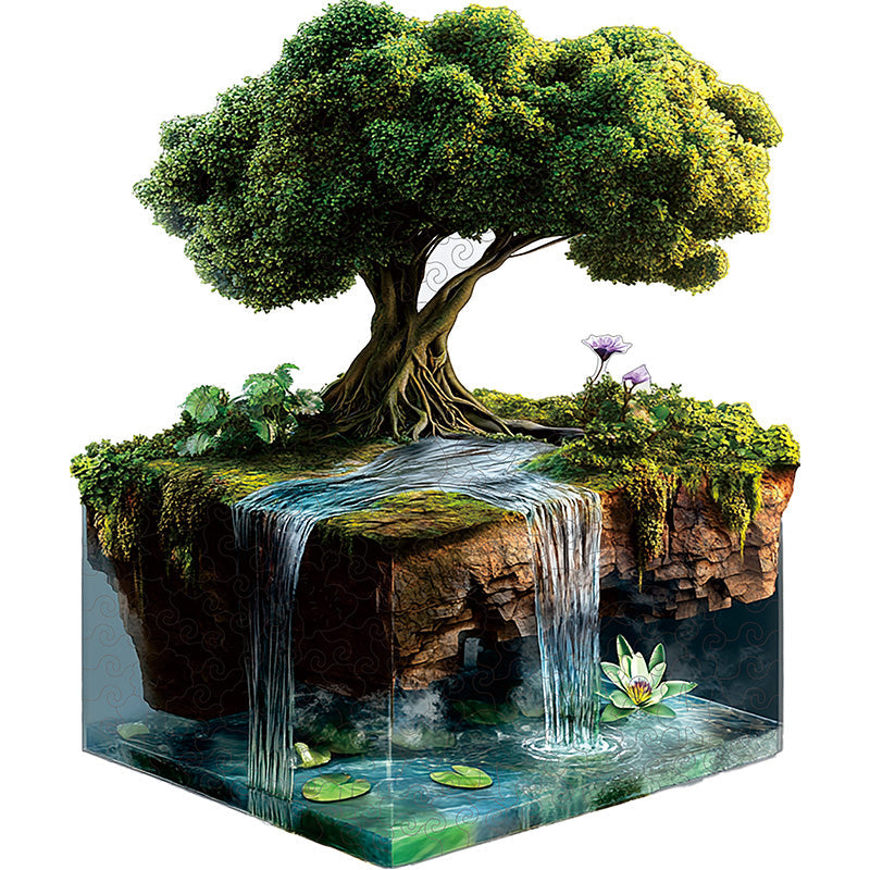 3D Tranquil Waterfall Island Wooden Jigsaw Puzzle