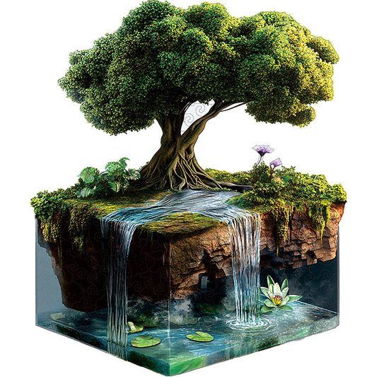 3D Tranquil Waterfall Island Wooden Jigsaw Puzzle