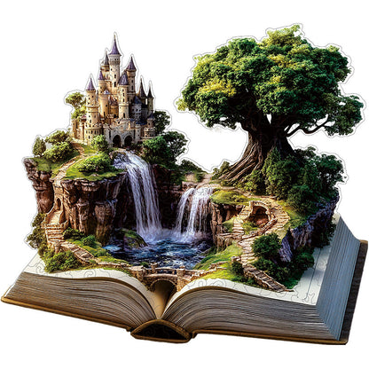 3D Castle on Cliff Wooden Jigsaw Puzzle