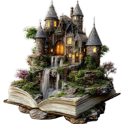 3D Castle by Waterfall Wooden Jigsaw Puzzle