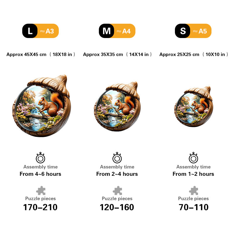 Squirrel in Autumn Woodland Wooden Jigsaw Puzzle