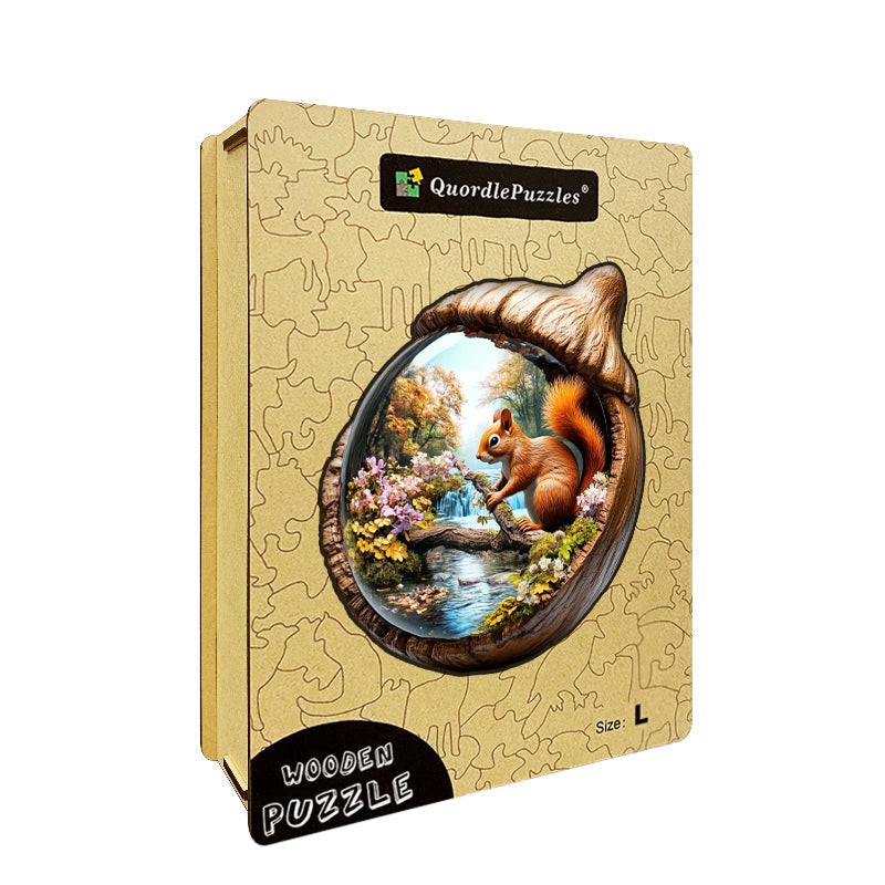 Squirrel in Autumn Woodland Wooden Jigsaw Puzzle