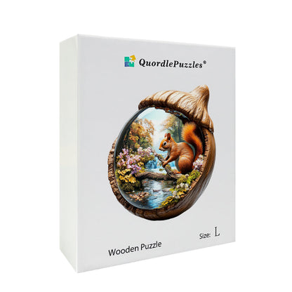 Squirrel in Autumn Woodland Wooden Jigsaw Puzzle
