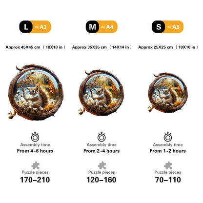 Squirrel in Golden Fall Wooden Jigsaw Puzzle