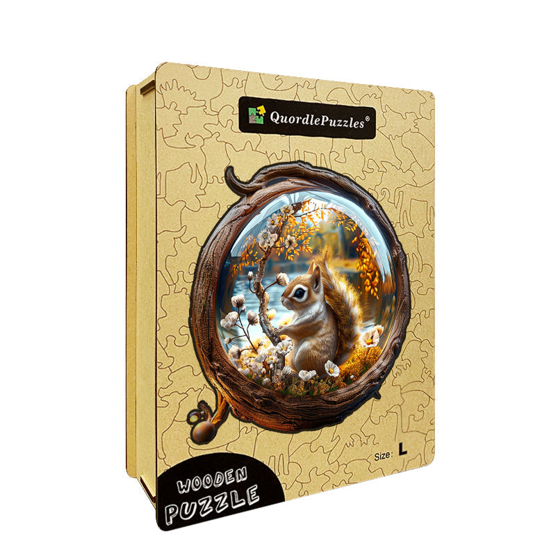 Squirrel in Golden Fall Wooden Jigsaw Puzzle