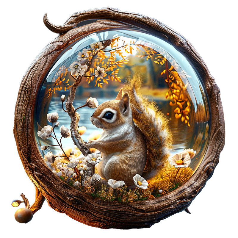 Squirrel in Golden Fall Wooden Jigsaw Puzzle