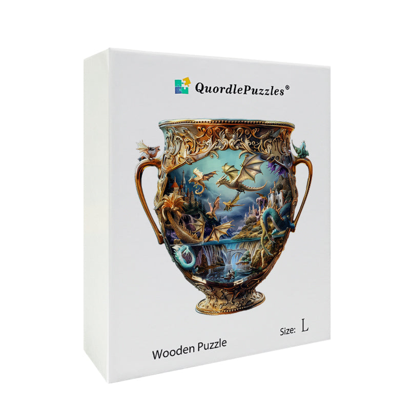 Dragons in a Majestic Vessel Wooden Jigsaw Puzzle