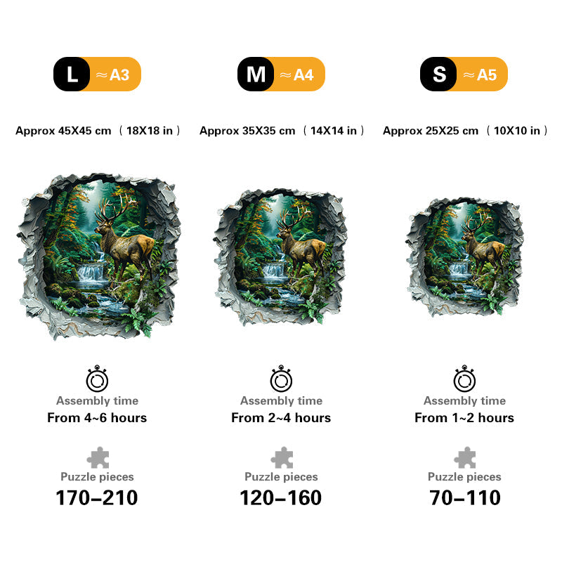 Stag in Enchanted Forest Wooden Jigsaw Puzzle