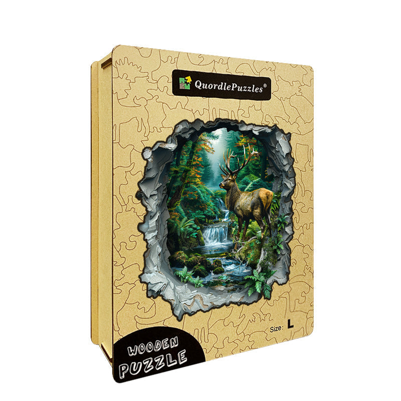 Stag in Enchanted Forest Wooden Jigsaw Puzzle