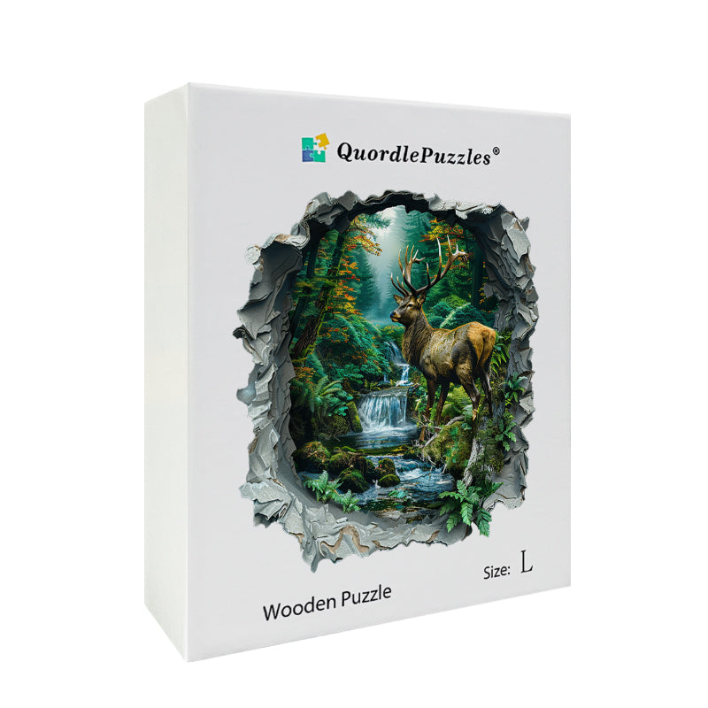 Stag in Enchanted Forest Wooden Jigsaw Puzzle
