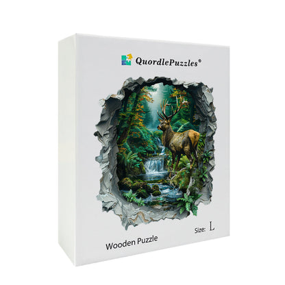 Stag in Enchanted Forest Wooden Jigsaw Puzzle