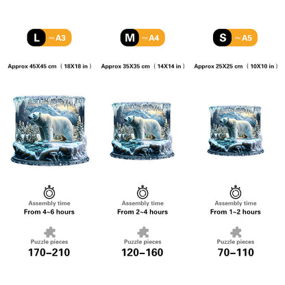 Polar Bear in Icy Wonderland Wooden Jigsaw Puzzle