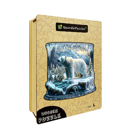 Polar Bear in Icy Wonderland Wooden Jigsaw Puzzle