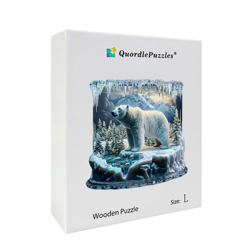Polar Bear in Icy Wonderland Wooden Jigsaw Puzzle