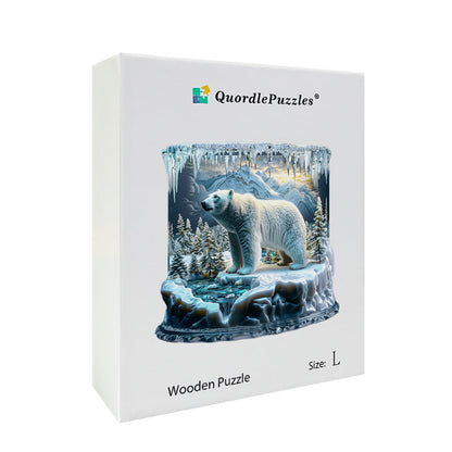 Polar Bear in Icy Wonderland Wooden Jigsaw Puzzle