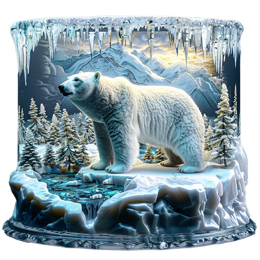 Polar Bear in Icy Wonderland Wooden Jigsaw Puzzle