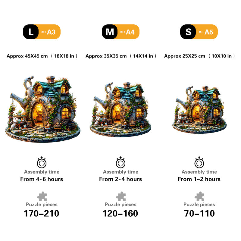 Teapot Cottage Wooden Jigsaw Puzzle