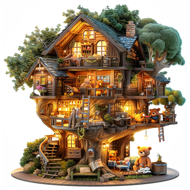 Teddy Bear Treehouse Wooden Jigsaw Puzzle